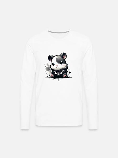 Charcoal Hip Hop Hamster - Men's Premium Long Sleeve T-Shirt - white