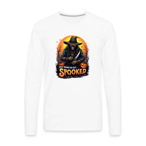 Stay Sharp or Get Spooked Halloween Knife Art - Men's Premium Long Sleeve T-Shirt