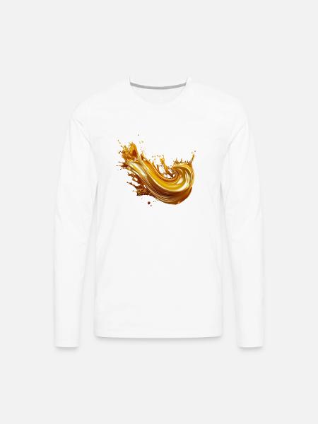 Golden Liquid Splash Art - Men's Premium Long Sleeve T-Shirt - white