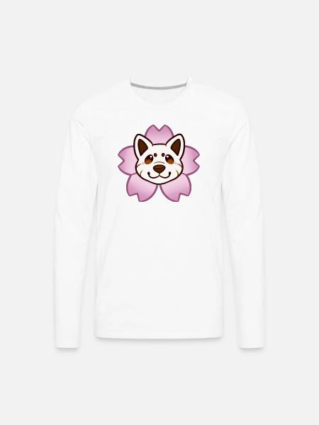 Sakura Shiba Inu Cream - Men's Premium Long Sleeve T-Shirt - white