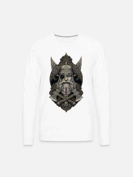 Viking Warlord with Ravens - Men's Premium Long Sleeve T-Shirt - white