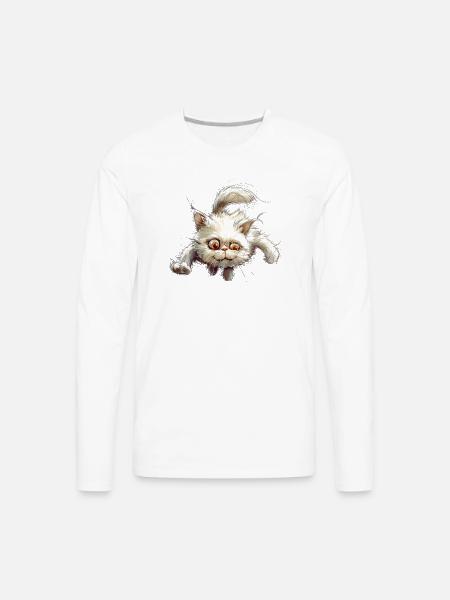 Funny Cat - Men's Premium Long Sleeve T-Shirt - white