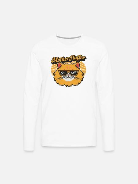 Motherfluffer Grumpy Cat Black - Men's Premium Long Sleeve T-Shirt - white