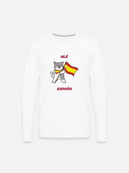 Ole Espana Spanish Cat - Men's Premium Long Sleeve T-Shirt - white