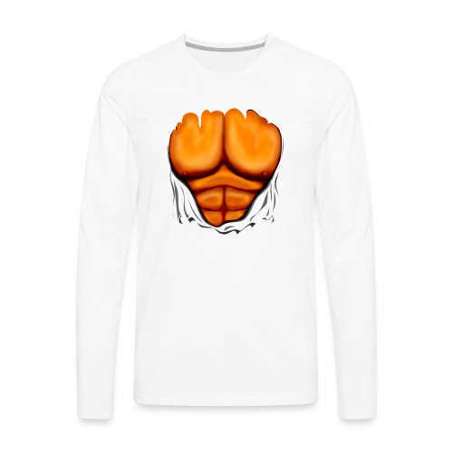 Ripped Muscles Orange, six pack, chest T-shirt - Men's Premium Long Sleeve T-Shirt