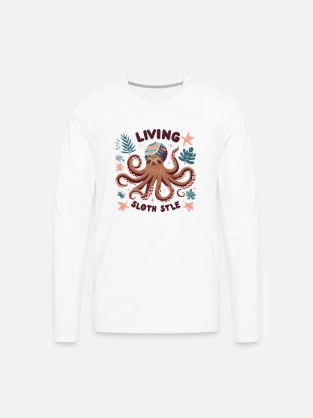 A funny sloth octopus - Men's Premium Long Sleeve T-Shirt - white
