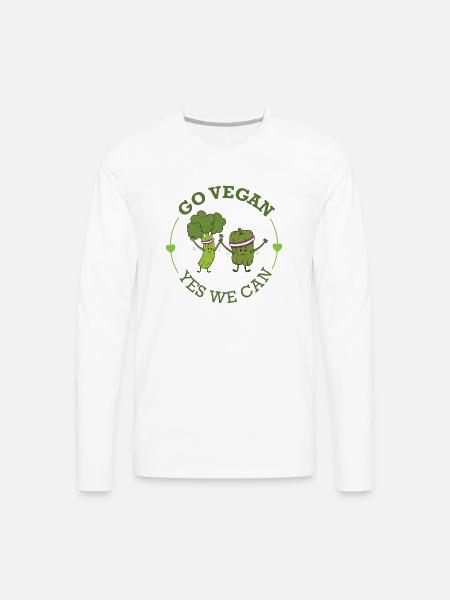 Go Vegan - Men's Premium Long Sleeve T-Shirt - white