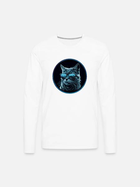 Cool blue Cat with Sunglasses - Men's Premium Long Sleeve T-Shirt - white