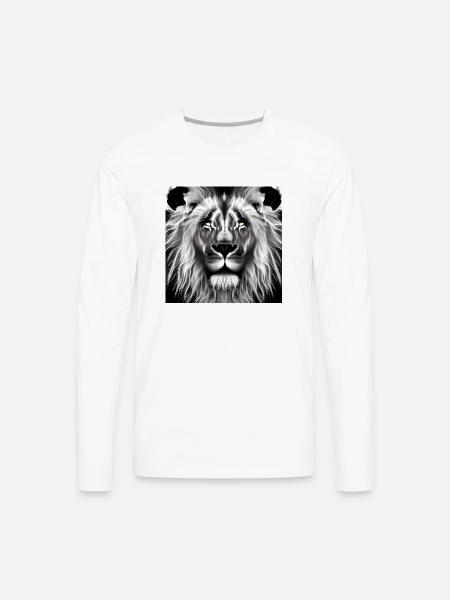 BLACK AND WHITE LION - Men's Premium Long Sleeve T-Shirt - white