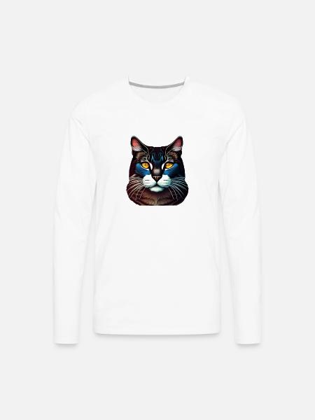 Blue cat - Men's Premium Long Sleeve T-Shirt - white