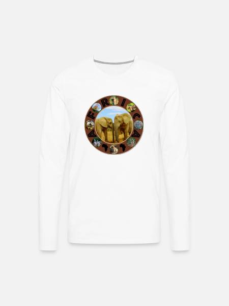 Blue Sky Elephants Africa Circle - Men's Premium Long Sleeve T-Shirt - white