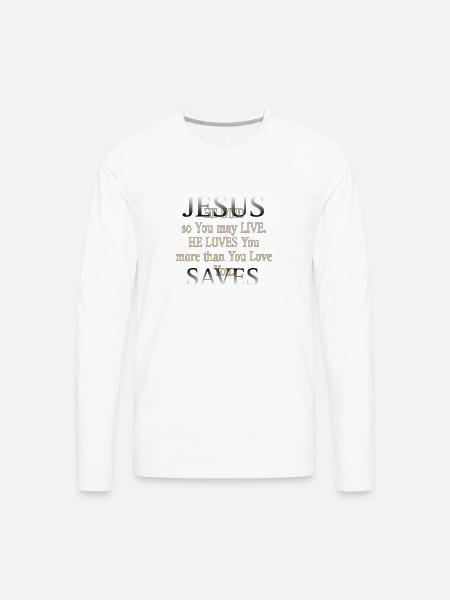 Jesus saves - Men's Premium Long Sleeve T-Shirt - white
