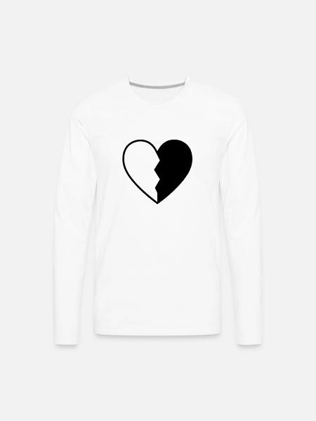 black and white heart - Men's Premium Long Sleeve T-Shirt - white
