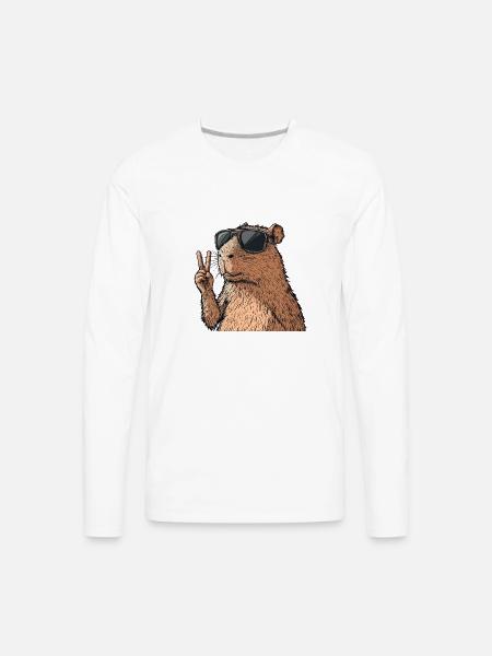 Cool Capybara in Glasses - Men's Premium Long Sleeve T-Shirt - white