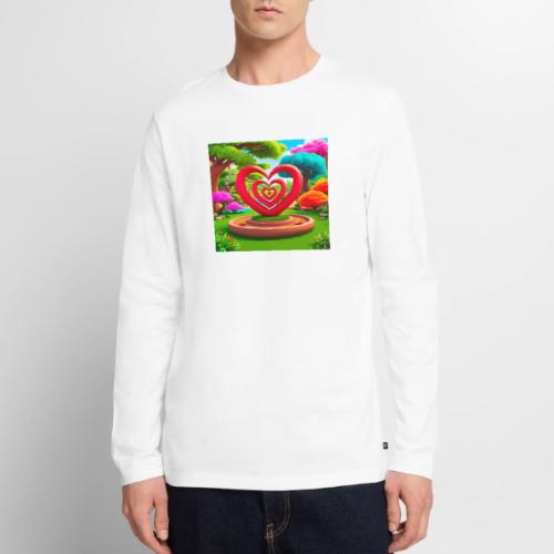 Triple heart landscape, nature, love, happiness - Men's Premium Long Sleeve T-Shirt