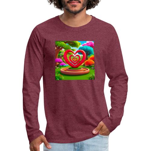 Triple heart landscape, nature, love, happiness - Men's Premium Long Sleeve T-Shirt
