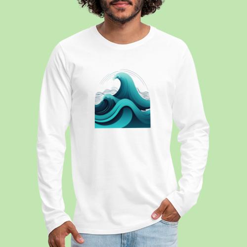 Dynamic Ocean Wave Illustration - Men's Premium Long Sleeve T-Shirt