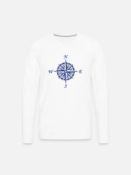 Compass Rose - Men's Premium Long Sleeve T-Shirt - white