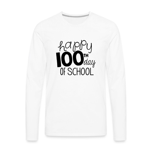 Happy 100th Day of School Chalk Teacher T-Shirt - Men's Premium Long Sleeve T-Shirt
