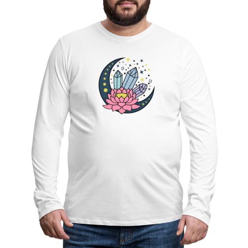 Half A Moon, Healing Crystals Lotus Flower - Men's Premium Long Sleeve T-Shirt