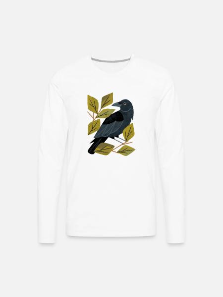 Perching Raven - Men's Premium Long Sleeve T-Shirt - white
