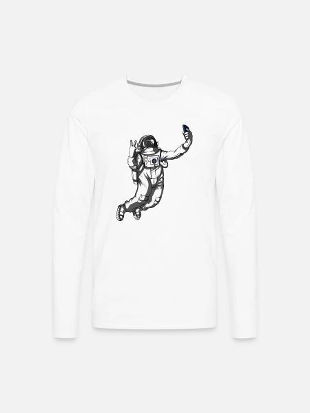 Space Astronaut Selfie - Men's Premium Long Sleeve T-Shirt - white
