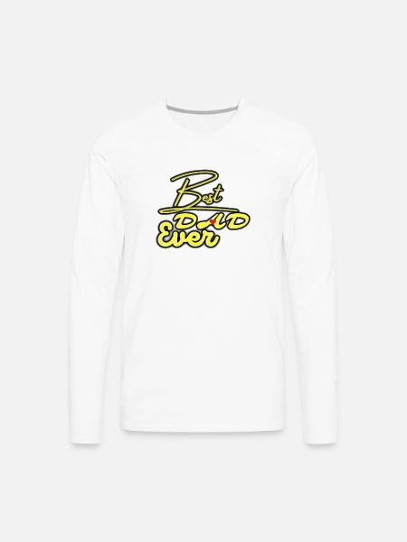 Best Dad Ever Neon Script - Men's Premium Long Sleeve T-Shirt - white