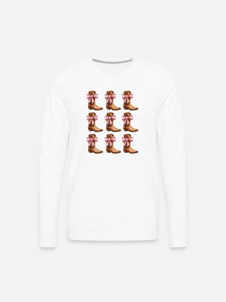 Cowgirl Boots and Pink Bows Rodeo - Men's Premium Long Sleeve T-Shirt - white