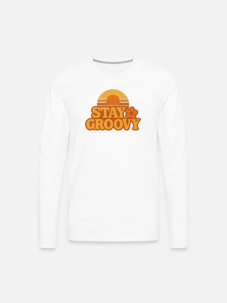 Retro Sunset Stay Groovy Graphic - Men's Premium Long Sleeve T-Shirt - white
