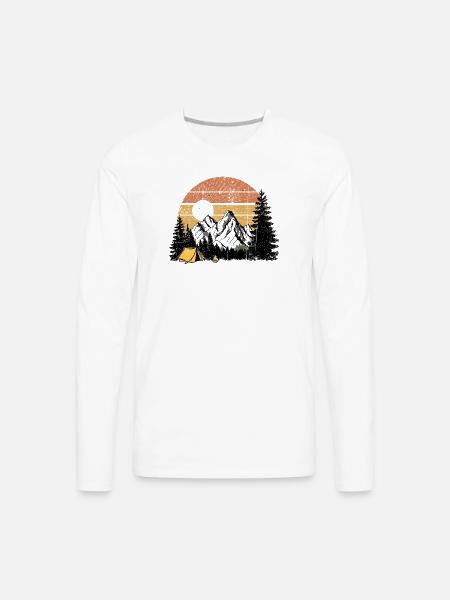 Sunset Camp Silhouette - Men's Premium Long Sleeve T-Shirt - white