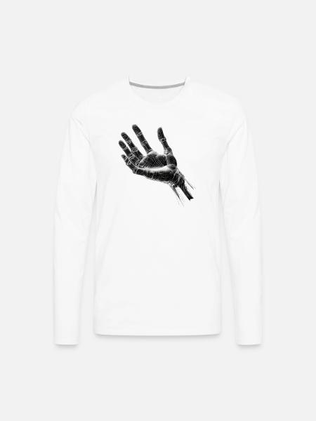 Futuristic Wireframe Hand Design - Men's Premium Long Sleeve T-Shirt - white