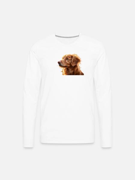 Warm Golden Retriever Silhouette Art - Men's Premium Long Sleeve T-Shirt - white