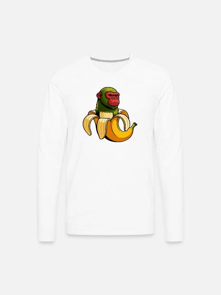 Chimpanzini Bananini Italian Brainrot Meme Art - Men's Premium Long Sleeve T-Shirt - white
