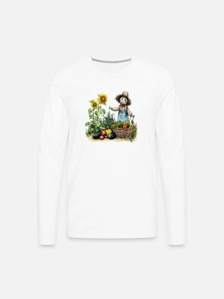 Harvest Sunflower Scarecrow - Men's Premium Long Sleeve T-Shirt - white