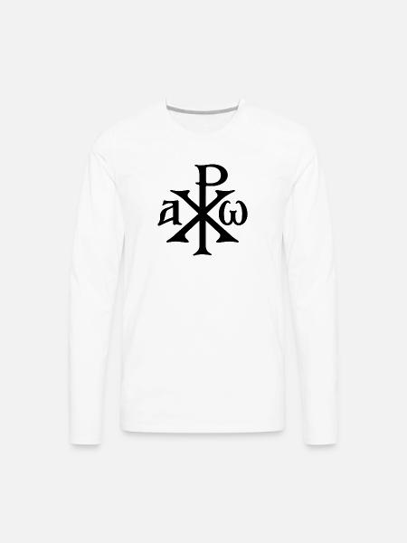 Chi Rho Christogram Black - Men's Premium Long Sleeve T-Shirt - white