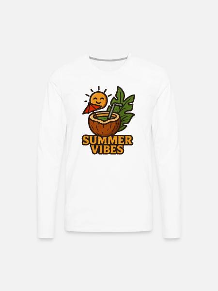 Sunlit Coconut Summer - Men's Premium Long Sleeve T-Shirt - white