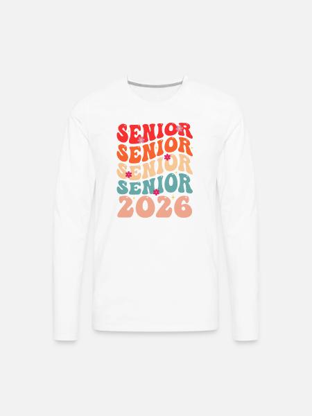 Senior Class 2026 Floral Rainbow - Men's Premium Long Sleeve T-Shirt - white