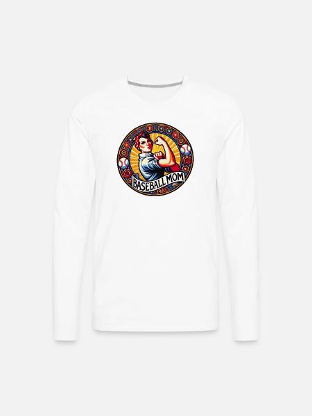 Baseball Mom 1970s Emblem - Men's Premium Long Sleeve T-Shirt - white