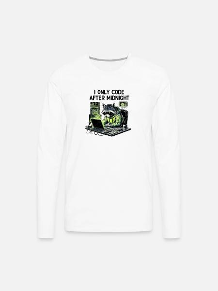 Midnight Coder Raccoon - Men's Premium Long Sleeve T-Shirt - white