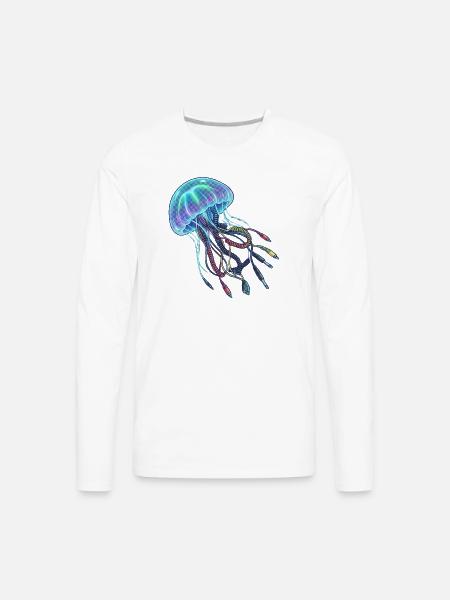 Neon Brainwire Circuit - Men's Premium Long Sleeve T-Shirt - white
