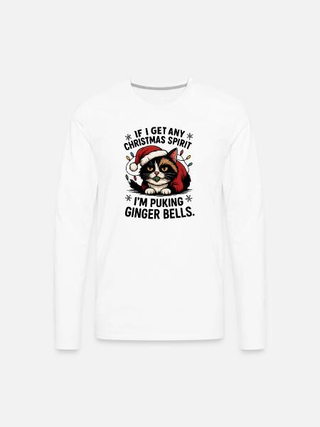 Grumpy Cat in Santa Hat - Men's Premium Long Sleeve T-Shirt - white