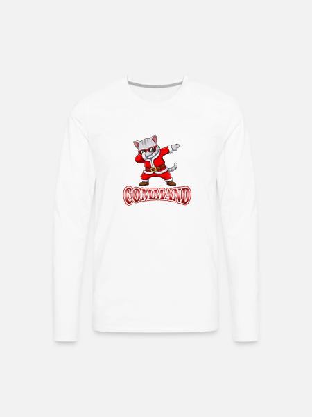 Dabbing Santa Cat Command - Men's Premium Long Sleeve T-Shirt - white