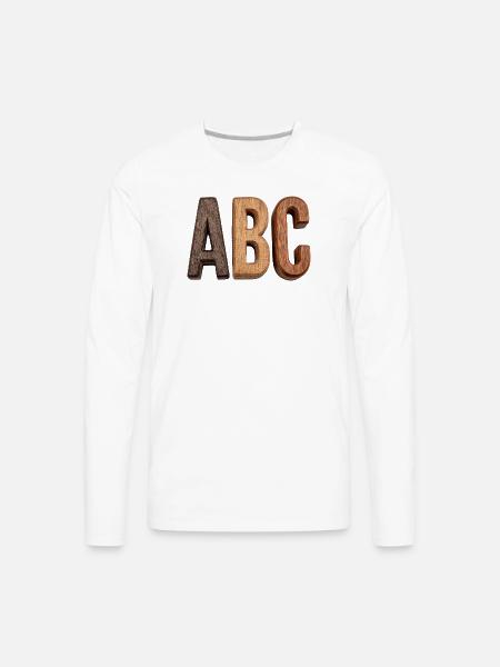 Rustic Wood ABC Letters - Men's Premium Long Sleeve T-Shirt - white