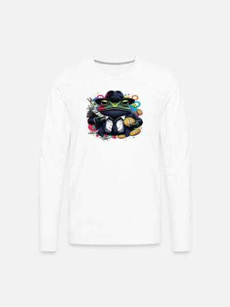 Bitcoin Frog Streetwear Art - Men's Premium Long Sleeve T-Shirt - white