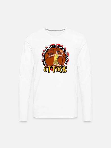 Flame Dunk Attack Basketball - Men's Premium Long Sleeve T-Shirt - white