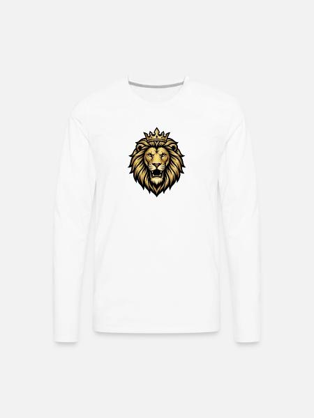 Gold Crowned Lion Emblem - Men's Premium Long Sleeve T-Shirt - white