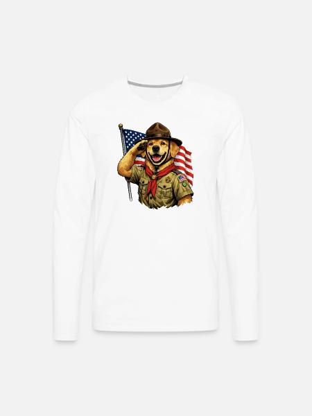 Patriotic Pup Scout Salute - Men's Premium Long Sleeve T-Shirt - white