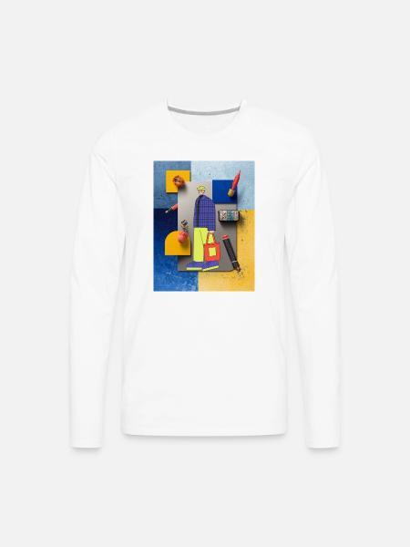 Bold Pop Art Fashion Collage - Men's Premium Long Sleeve T-Shirt - white