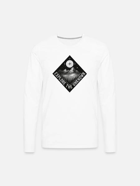 Explore the Unknown Patch - Men's Premium Long Sleeve T-Shirt - white