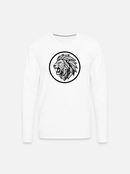 Future Tech Lion - Geometric Circuit Art - Men's Premium Long Sleeve T-Shirt - white